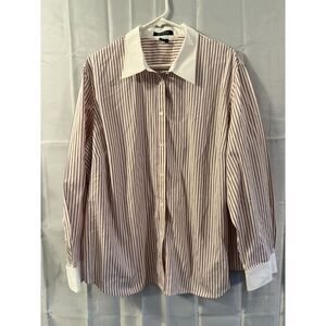 Lauren Ralph Lauren Womens Vintage 3XL Button Up Stripe Shirt White Collar Cuffs